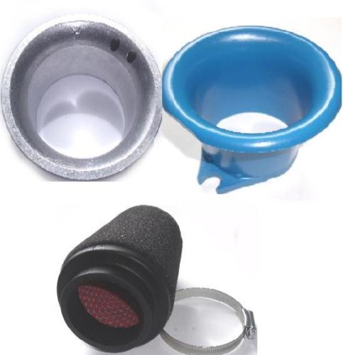 100357 - Cone Air filter, machined Alloy Air Filter Adapter (AFA) Blue Belmouth
